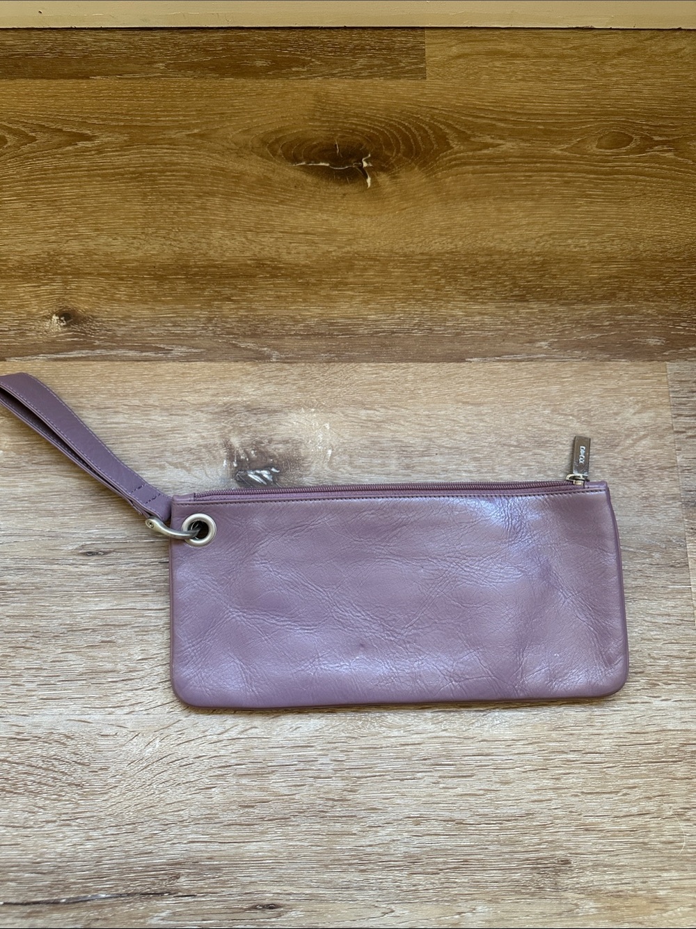 Soft Leather Wristlet Clutch in Dusty Mauve